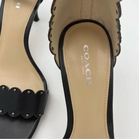 Coach Leather Monica Black Kitten Heel Sandal, Sz 7 - Picture 11 of 14